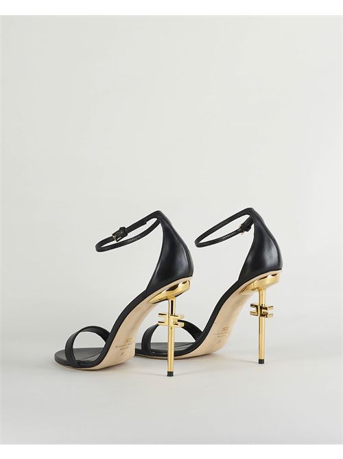 Leather sandals with logo heel Elisabetta Franchi ELISABETTA FRANCHI | Sandals | SA23B41E2110